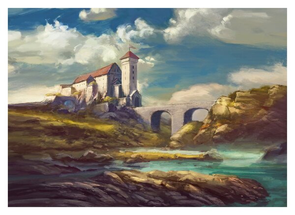 Tablou pe sticlă - Castelul medieval (70x50 cm)