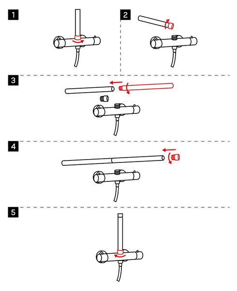 Invena Invena, extensie coloană de duș 30 cm, negru mat, INV-SC-D1-183-V