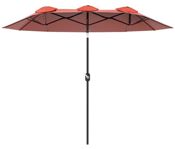 Outsunny Umbrela de soare de gradina basculabila dubla cu deschidere cu manivela, 295x152x222cm, rosu | Aosom Romania