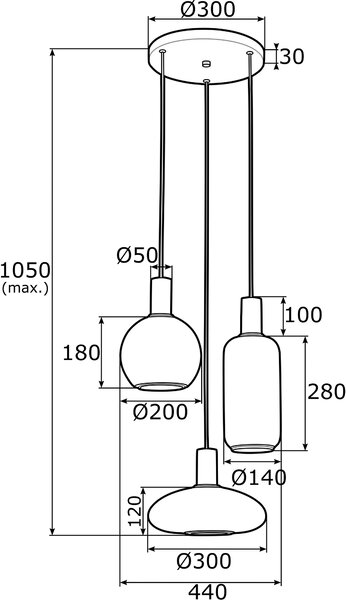 Argon Sagunto lampă suspendată 3x15 W alamă-opal 1489