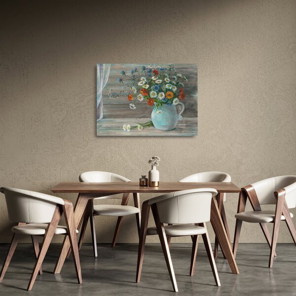 Tablou pe sticlă - Pictură în ulei, flori de câmp (70x50 cm)