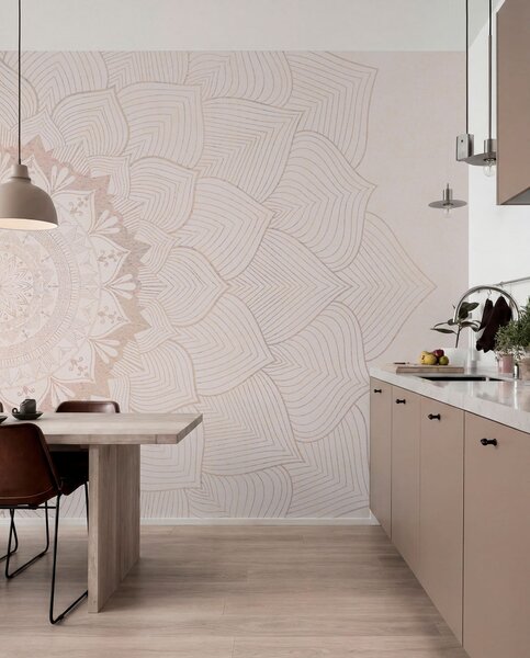 Tapet Mandala rotundă, tapet pentru spațiul de yoga sau pentru a armoniza spațiul personal. Mandala de perete, Ombre tapet foto, w01088 : Uwalls.ro