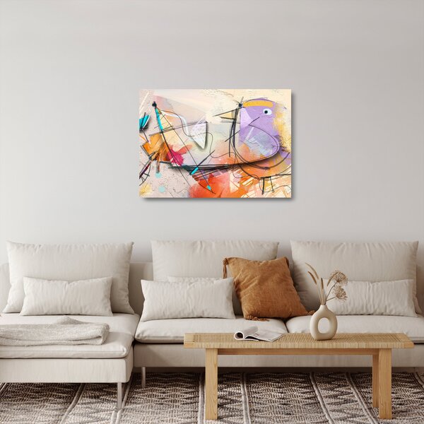Tablou pe sticlă - Abstract, pasăre (70x50 cm)
