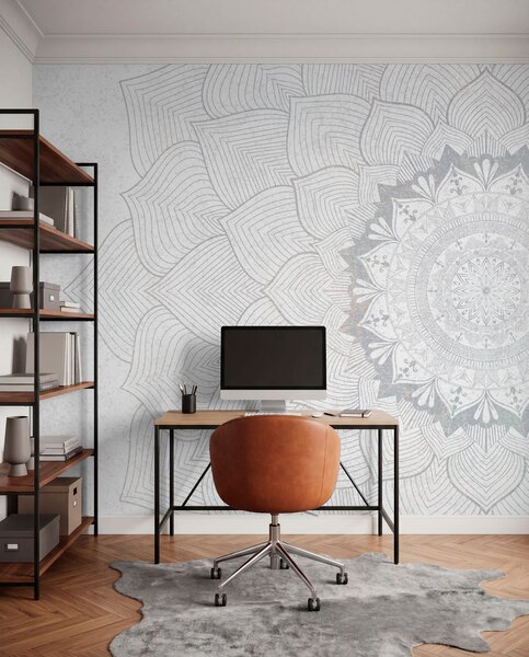Tapet Mandala rotundă, tapet pentru spațiul de yoga sau pentru a armoniza spațiul personal. Mandala de, Fototapet Designer, w01088v2 : Uwalls.ro