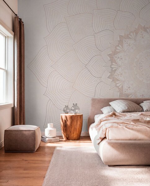 Tapet Mandala rotundă, tapet pentru spațiul de yoga sau pentru a armoniza spațiul personal. Mandala de perete, Ombre tapet foto, w01088 : Uwalls.ro