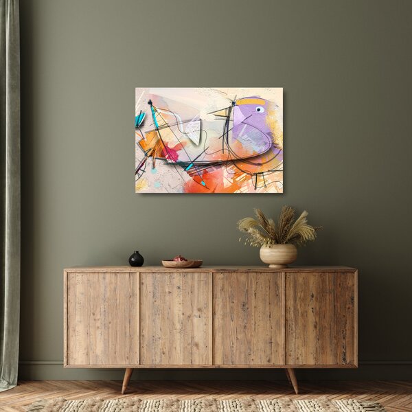 Tablou pe sticlă - Abstract, pasăre (70x50 cm)