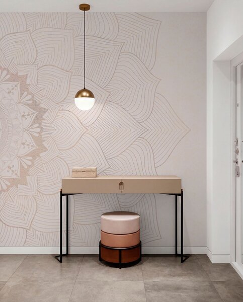 Tapet Mandala rotundă, tapet pentru spațiul de yoga sau pentru a armoniza spațiul personal. Mandala de perete, Ombre tapet foto, w01088 : Uwalls.ro
