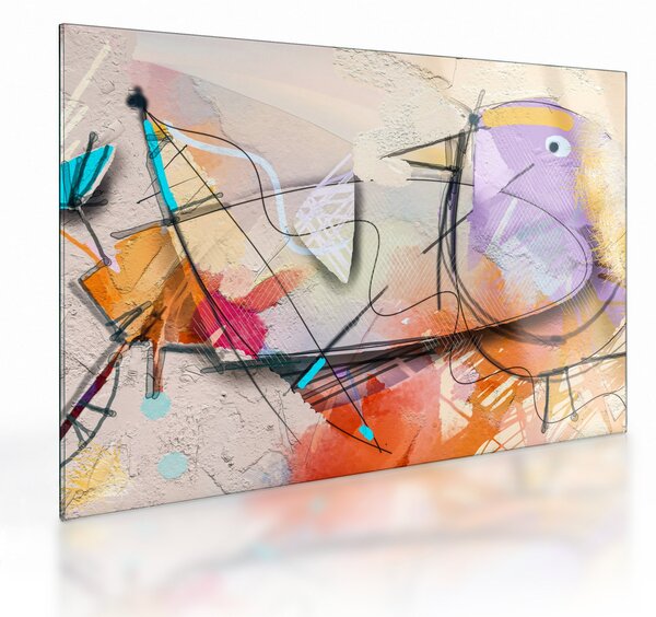 Tablou pe sticlă - Abstract, pasăre (70x50 cm)