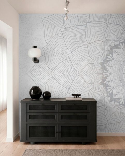 Tapet Mandala rotundă, tapet pentru spațiul de yoga sau pentru a armoniza spațiul personal. Mandala de, Fototapet Designer, w01088v2 : Uwalls.ro