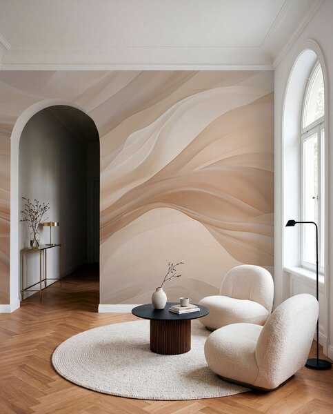 Tapet Fundal bej delicat, Fototapet 3D, Fotomurale 3D Forme geometrice, w01641 : Uwalls.ro