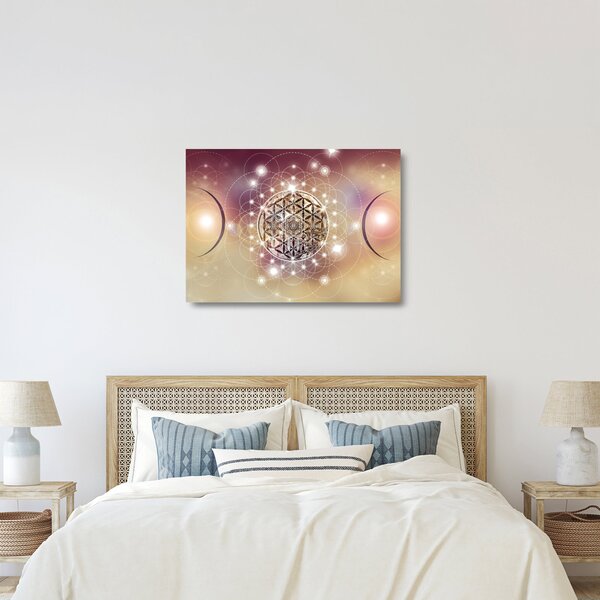 Tablou pe sticlă - Mandala cu elemente (70x50 cm)