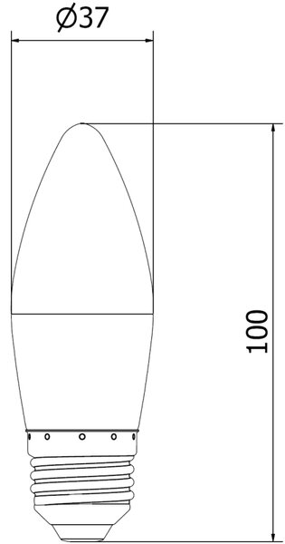 Mexen Nova, Bec LED E14, C37, 5W, Cald - 3000K, 525 lm - L102-E14-0530-01