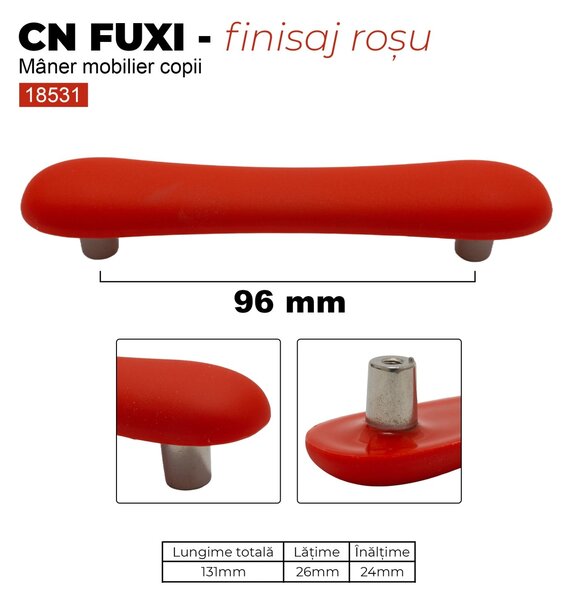 Maner mobilier pentru copii model CN FUXI , 96 mm, finisaj verde | mov | rosu