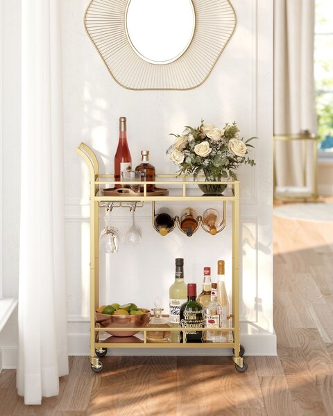 Carucior de bar Vasagle Auriu 65.8x38x90.2 cm