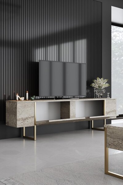 Set mobilier living Luna 1 (travertin + auriu). 1102332