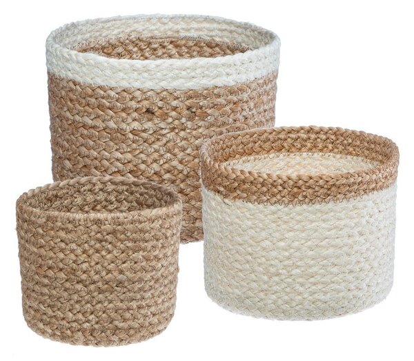 Cosuri rotunde din iuta SEAGRASS set 3 buc, alb