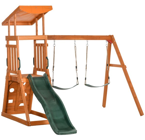 Outsunny Set 4 in 1 cu leagan si tobogan, Set de leagan pentru copii | Aosom Romania