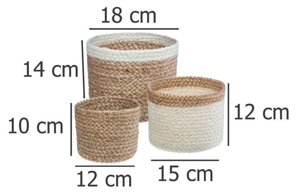 Cosuri rotunde din iuta SEAGRASS set 3 buc, alb