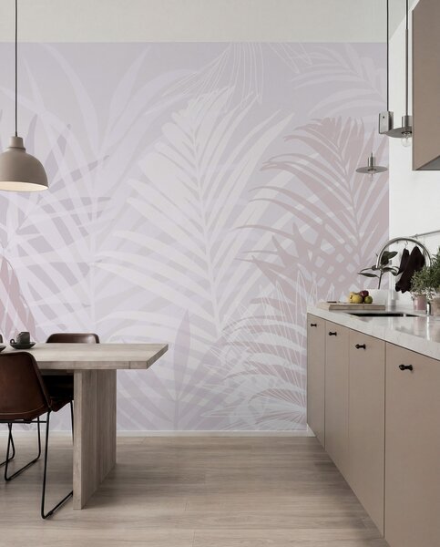 Tapet Trendy tropical frunze de culoare roz, Fototapet Natură, Fototapet Foi de palmier, w02026v4 : Uwalls.ro