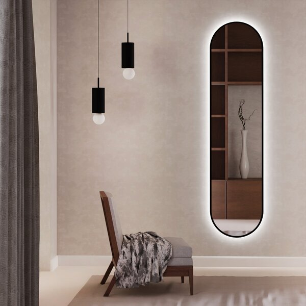 Baltica Design Tiny Border Pastille oglindă 40x155 cm oval cu iluminare negru 5904107905631