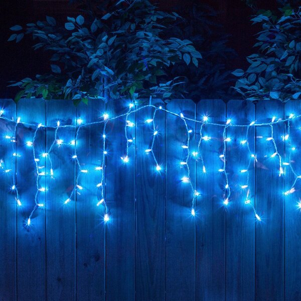 Instalatie pentru Craciun - Franjuri, cu LED-uri Tip Turturi, 12 metri - Albastru