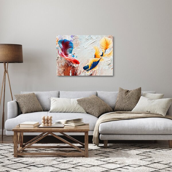 Tablou pe sticlă - Pești războinci (70x50 cm)