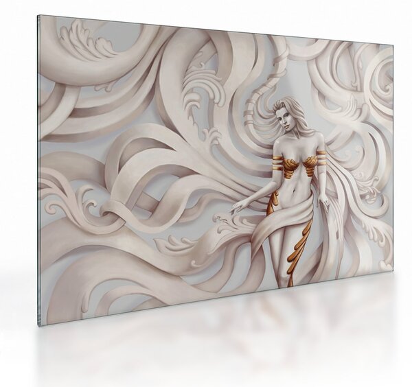 Tablou pe sticlă - Zeița motiv floral (70x50 cm)