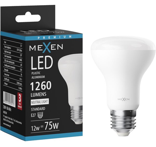 Mexen Nova, Bec LED E27, R63, 12W, Neutru - 4000K, 1260 lm - L104-E27-1240-01