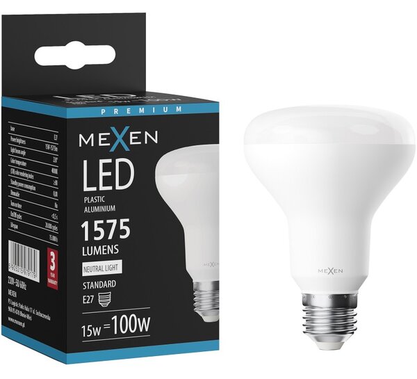 Mexen Nova, Bec LED E27, R80, 15W, Neutru - 4000K, 1575 lm - L105-E27-1540-01