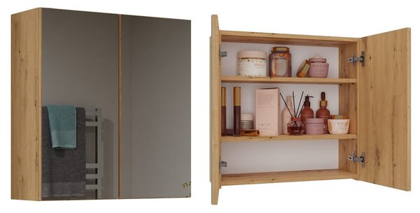 Shannan Pola 2DL dulap superior baie, 60x60x22 cm, stejar