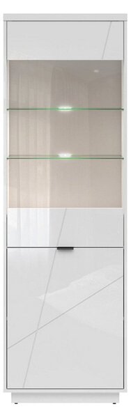 Vitrina FORN, alb lucios, PAL melaminat/sticla securizata, 64x43x201 c