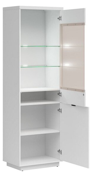 Vitrina FORN, alb lucios, PAL melaminat/sticla securizata, 64x43x201 c
