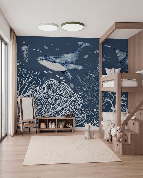Tapet Minuni subacvatice în albastru senin, Fototapet Marea, w00848v1 : Uwalls.ro