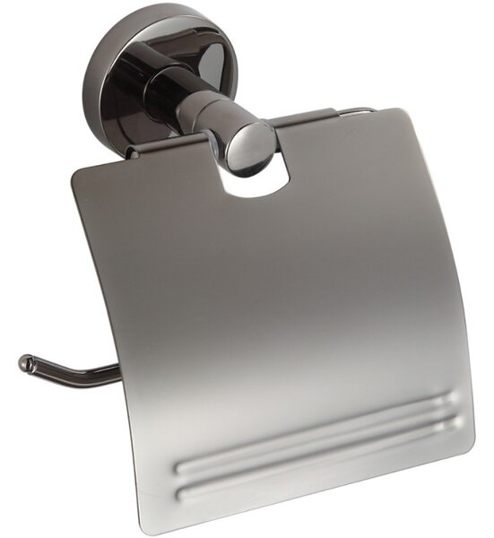 Mexen Remo, suport hârtie igienică cu capac, crom negru, 7050733-73