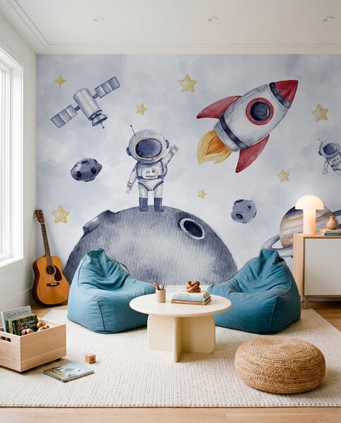 Tapet Astronauți în spațiu, Fototapet Spaţiu, w01461 : Uwalls.ro