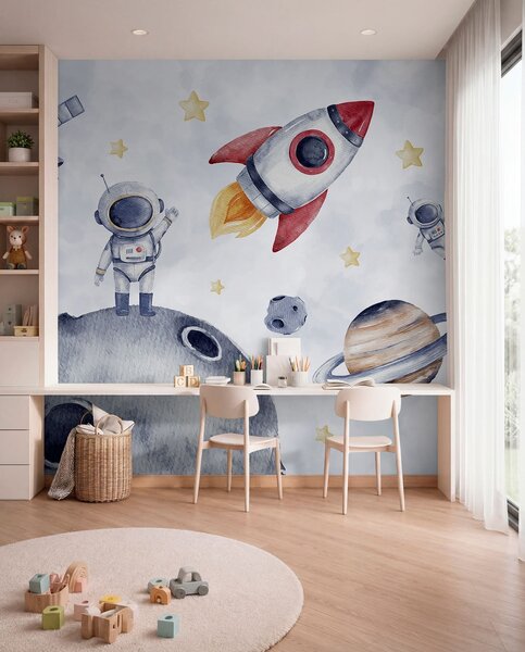 Tapet Astronauți în spațiu, Fototapet Spaţiu, w01461 : Uwalls.ro