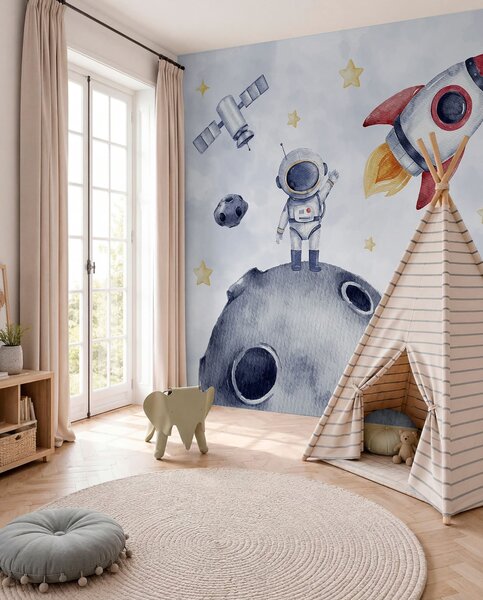 Tapet Astronauți în spațiu, Fototapet Spaţiu, w01461 : Uwalls.ro