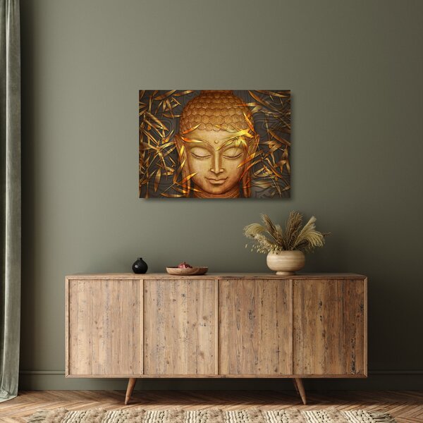 Tablou pe sticlă - Buddha de aur (70x50 cm)