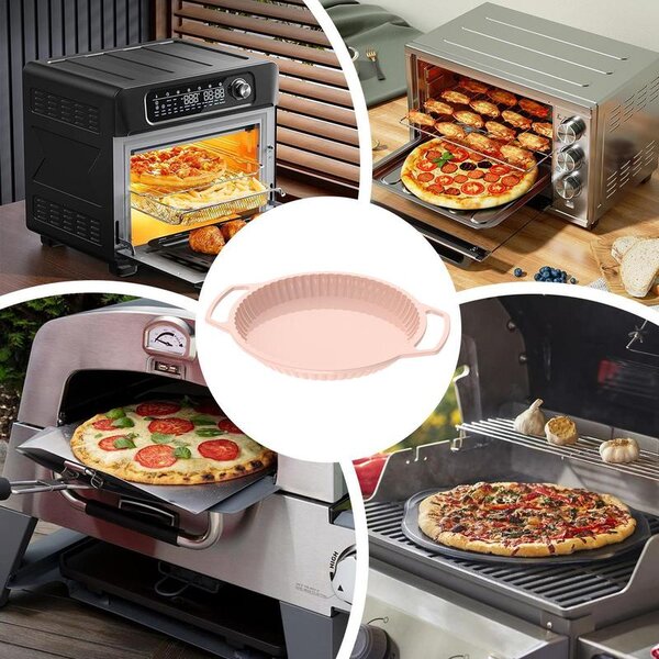 Formă din Silicon Rotundă pentru Copt – Tarte, Blaturi de Tort, Prăjituri și Alte Preparate, cu Mânere Întărite