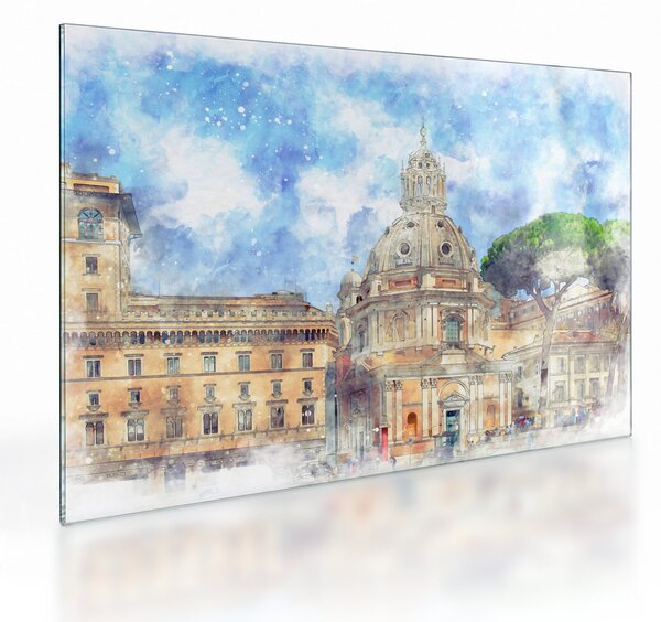Tablou pe sticlă - Biserica Santa Maria di Loreto, Roma, Italia (70x50 cm)
