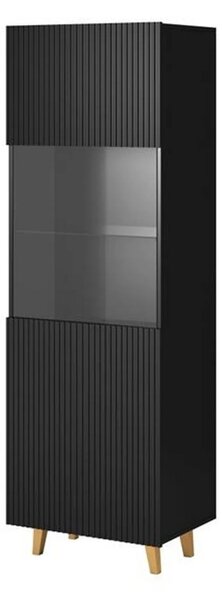 Vitrina PAFOS, negru, PAL laminat/sticla, 60x40x182 cm