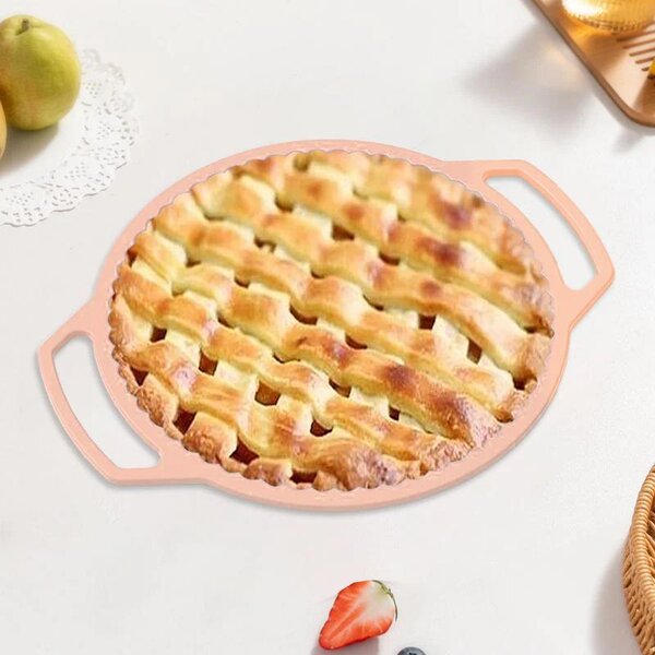 Formă din Silicon Rotundă pentru Copt – Tarte, Blaturi de Tort, Prăjituri și Alte Preparate, cu Mânere Întărite