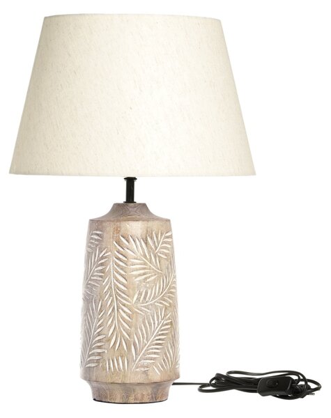 Table Lamp w. wooden base & linen lamp shade