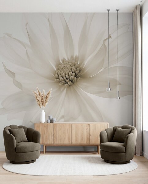 Tapet Delicate flori bej pe fundal de lumină, Fototapet Flori, w02077v1 : Uwalls.ro