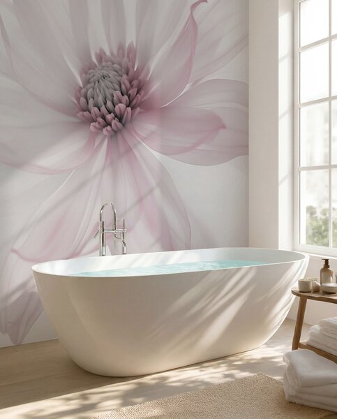 Tapet Delicate flori roz pe fundal luminos, Fototapet Flori, w02077v2 : Uwalls.ro