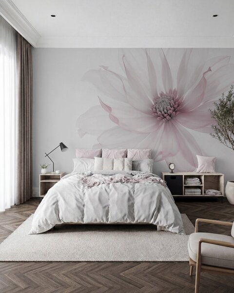 Tapet Delicate flori roz pe fundal luminos, Fototapet Flori, w02077v2 : Uwalls.ro