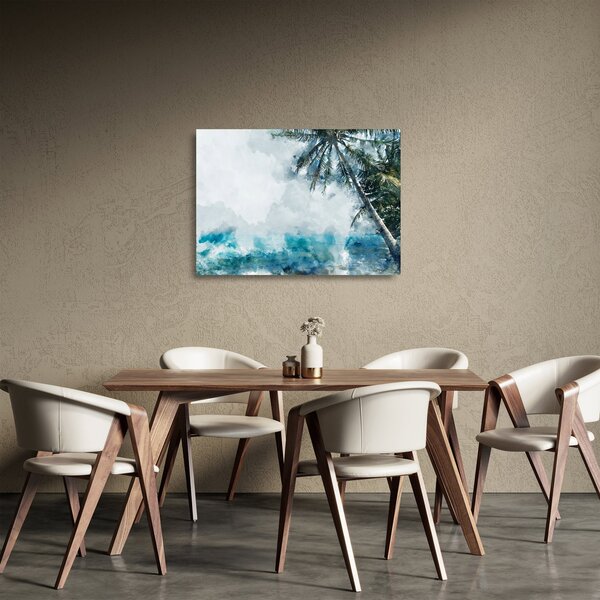 Tablou pe sticlă - Palmier lângă mare (70x50 cm)