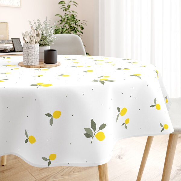 Goldea față de masă 100% bumbac - lămâie - rotundă Ø 140 cm