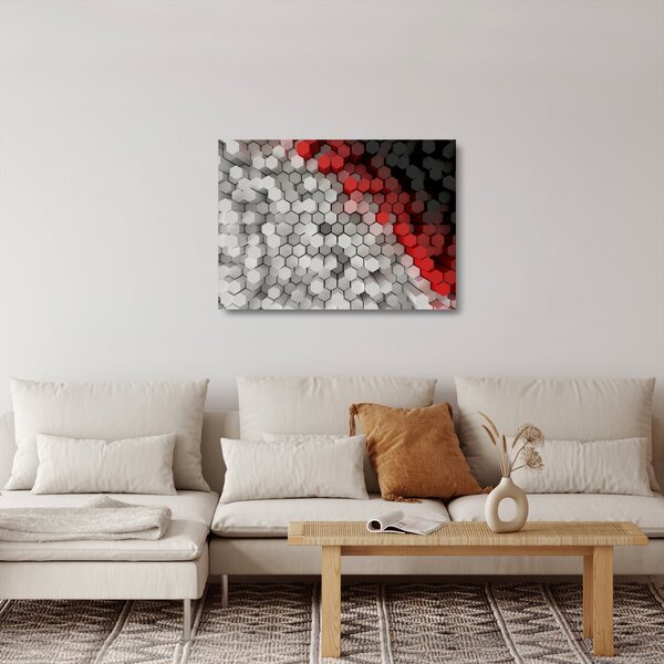 Tablou pe sticlă - 3D hexagoane (70x50 cm)