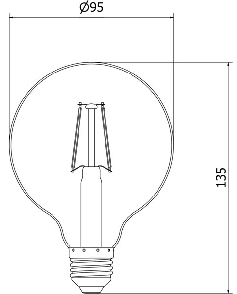 Mexen Vintis, Bec LED E27, G95, 2W, Cald - 2200K, 180 lm, chihlimbar - L157-E27-0222-50